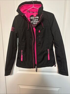 Superdry Women's Black Utility Jacket with Pink Accents